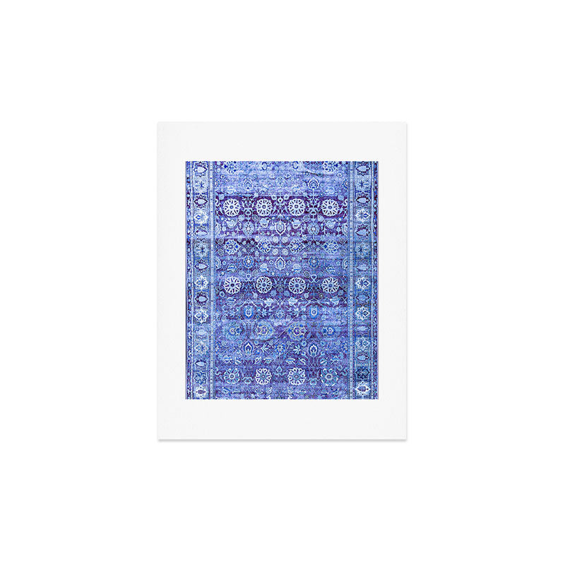 18th Century Isfahan Persian Rug Pattern in Blue Art Print