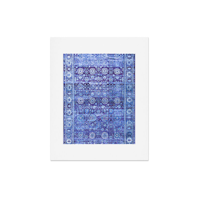 18th Century Isfahan Persian Rug Pattern in Blue Art Print