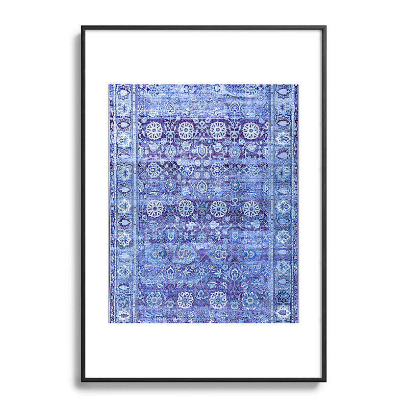 18th Century Isfahan Persian Rug Pattern in Blue Framed Art Print