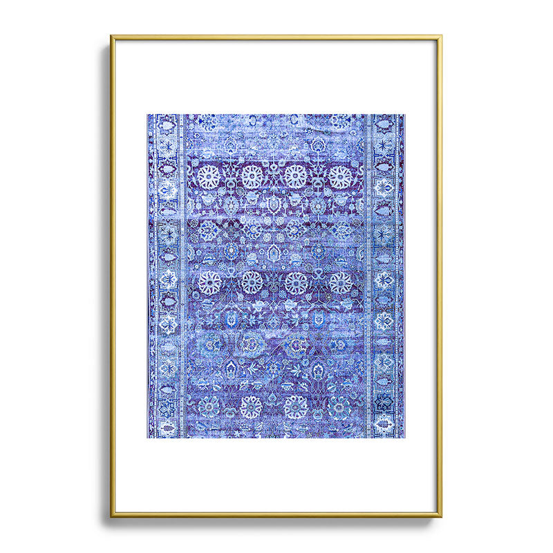 18th Century Isfahan Persian Rug Pattern in Blue Framed Art Print