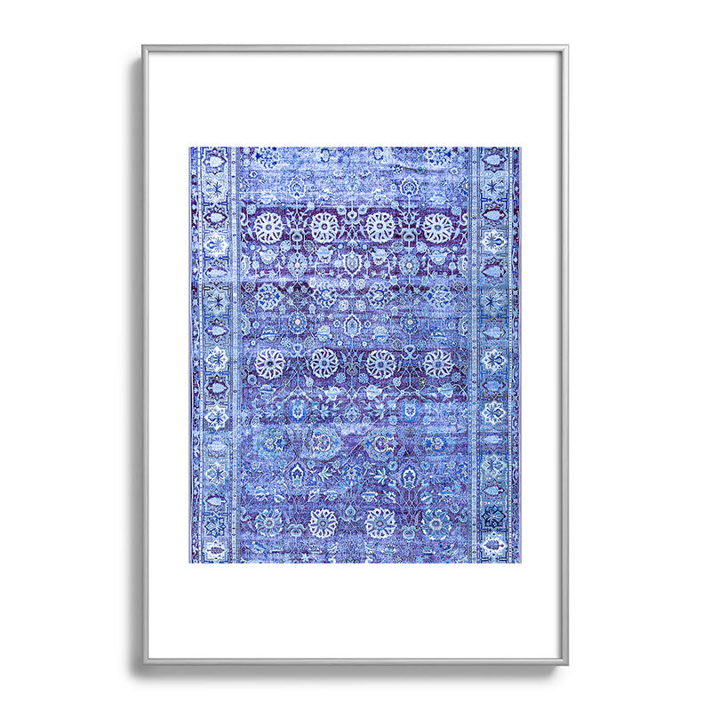 18th Century Isfahan Persian Rug Pattern in Blue Framed Art Print
