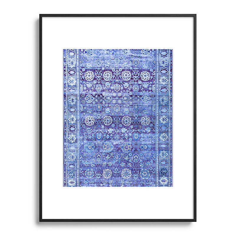 18th Century Isfahan Persian Rug Pattern in Blue Framed Art Print