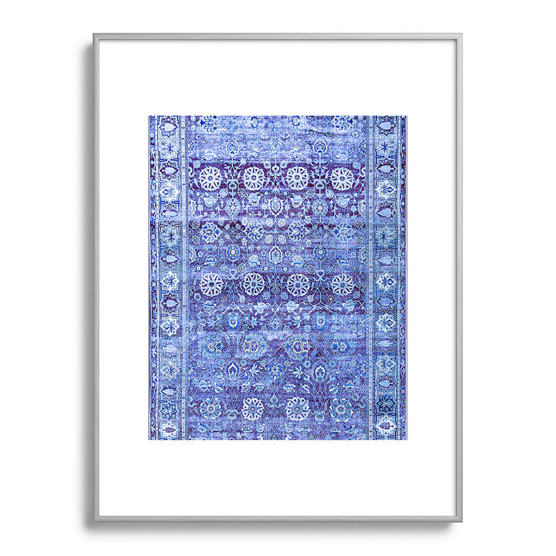 18th Century Isfahan Persian Rug Pattern in Blue Framed Art Print