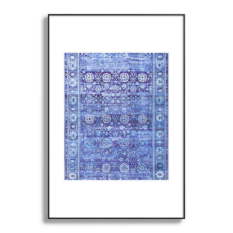 18th Century Isfahan Persian Rug Pattern in Blue Framed Art Print