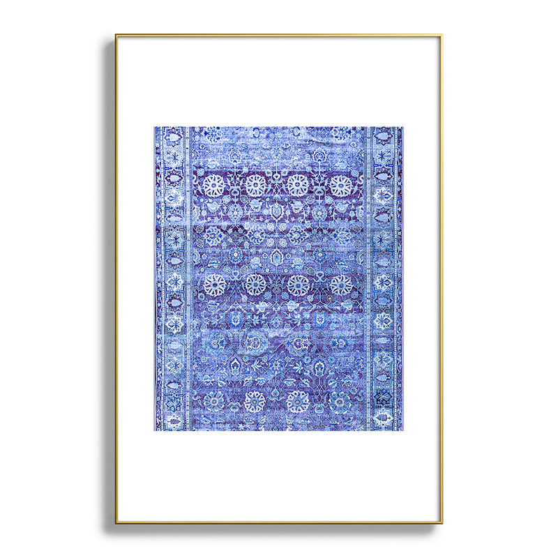 18th Century Isfahan Persian Rug Pattern in Blue Framed Art Print