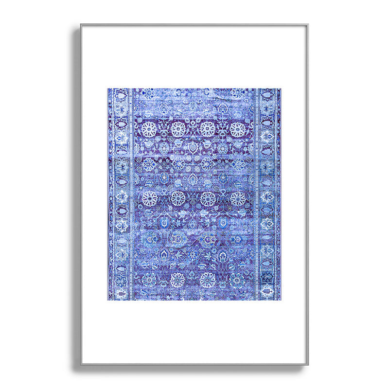 18th Century Isfahan Persian Rug Pattern in Blue Framed Art Print