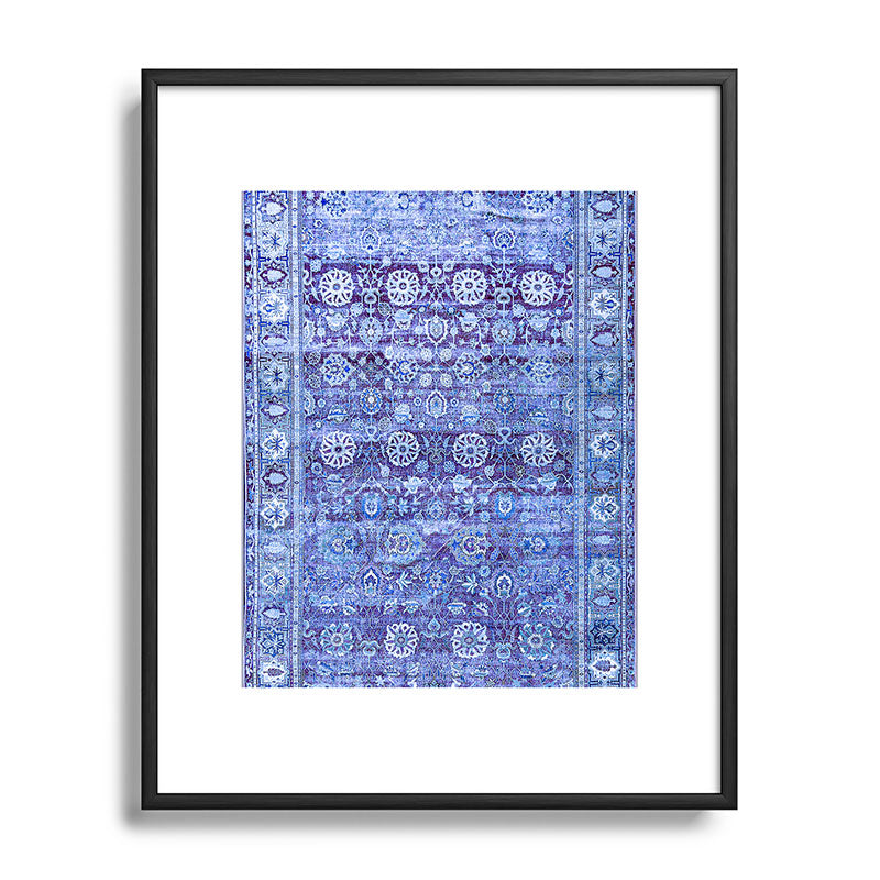 18th Century Isfahan Persian Rug Pattern in Blue Framed Art Print