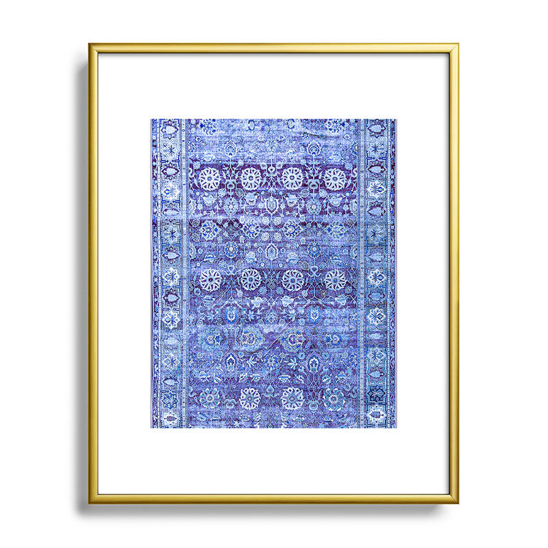 18th Century Isfahan Persian Rug Pattern in Blue Framed Art Print