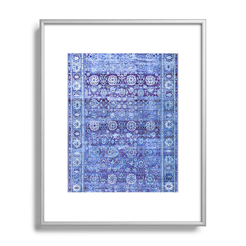 18th Century Isfahan Persian Rug Pattern in Blue Framed Art Print