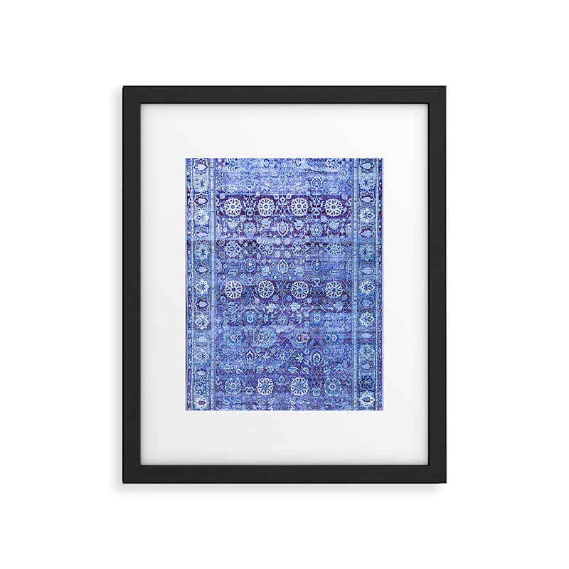 18th Century Isfahan Persian Rug Pattern in Blue Framed Art Print