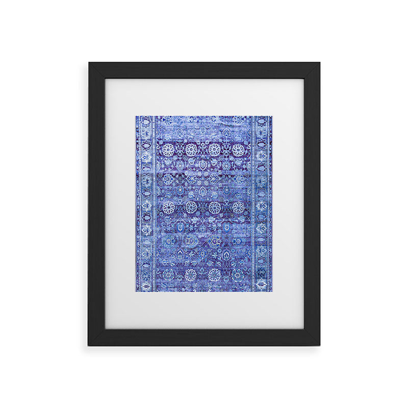 18th Century Isfahan Persian Rug Pattern in Blue Framed Art Print