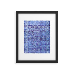 18th Century Isfahan Persian Rug Pattern in Blue Framed Art Print