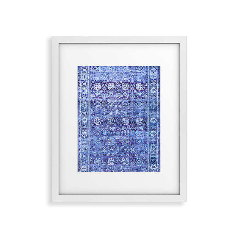18th Century Isfahan Persian Rug Pattern in Blue Framed Art Print