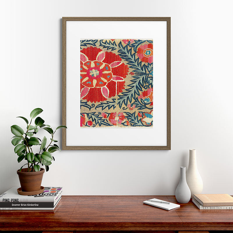 18th Century Suzani Fragment Print Framed Art Print