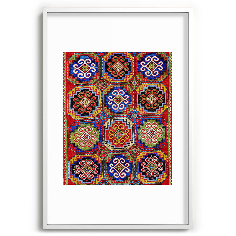 19th Century Armenian Kazak dated 1896 Framed Art Print
