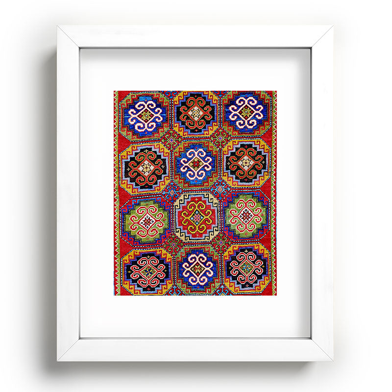19th Century Armenian Kazak dated 1896 Framed Art Print