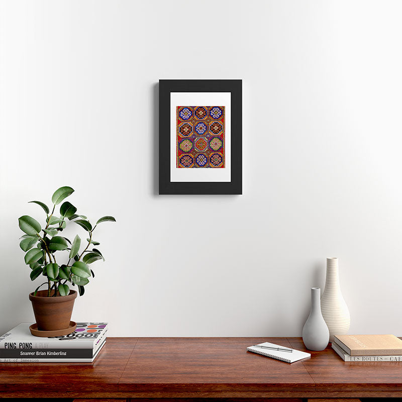 19th Century Armenian Kazak dated 1896 Framed Art Print