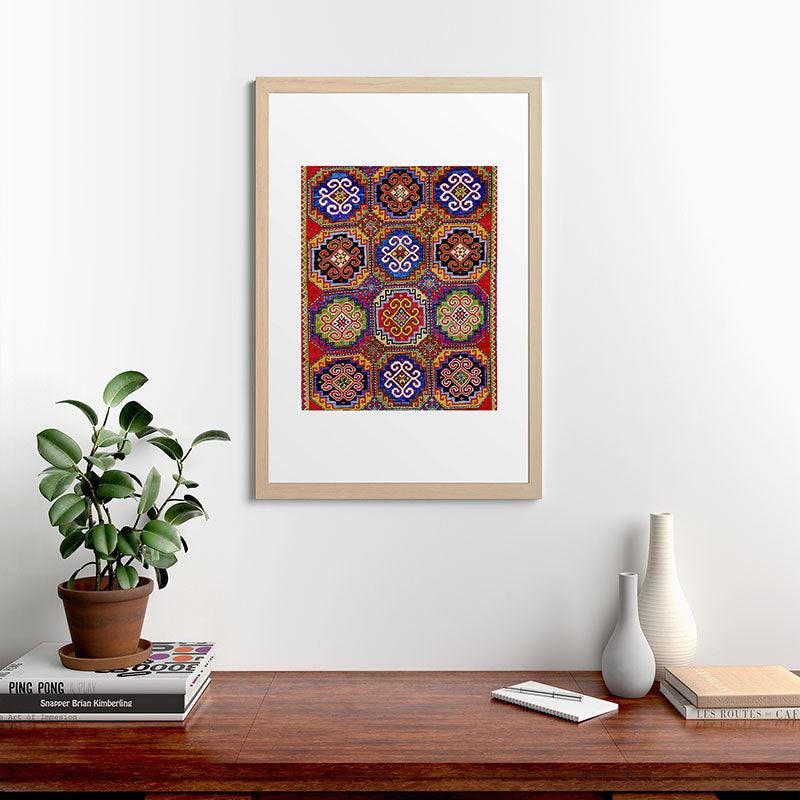 19th Century Armenian Kazak dated 1896 Framed Art Print