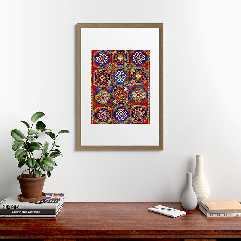 19th Century Armenian Kazak dated 1896 Framed Art Print