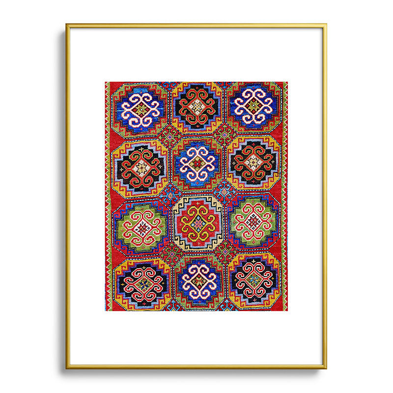 19th Century Armenian Kazak dated 1896 Framed Art Print