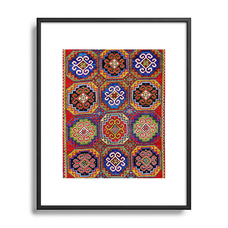 19th Century Armenian Kazak dated 1896 Framed Art Print