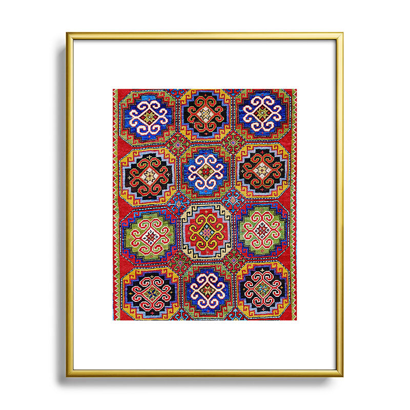 19th Century Armenian Kazak dated 1896 Framed Art Print