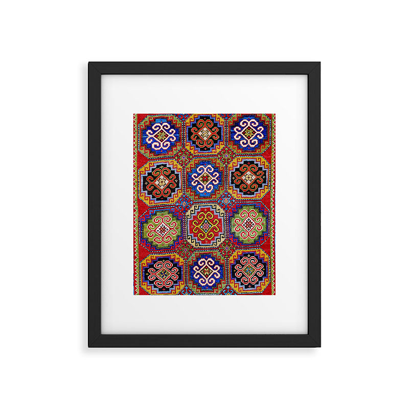 19th Century Armenian Kazak dated 1896 Framed Art Print