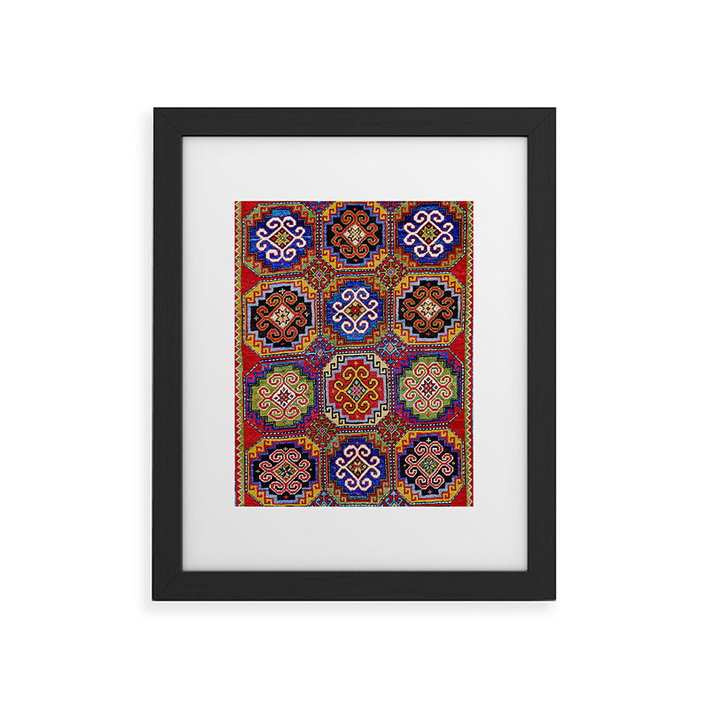 19th Century Armenian Kazak dated 1896 Framed Art Print