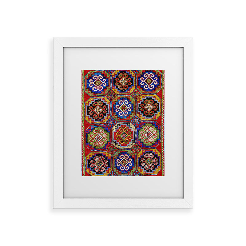 19th Century Armenian Kazak dated 1896 Framed Art Print