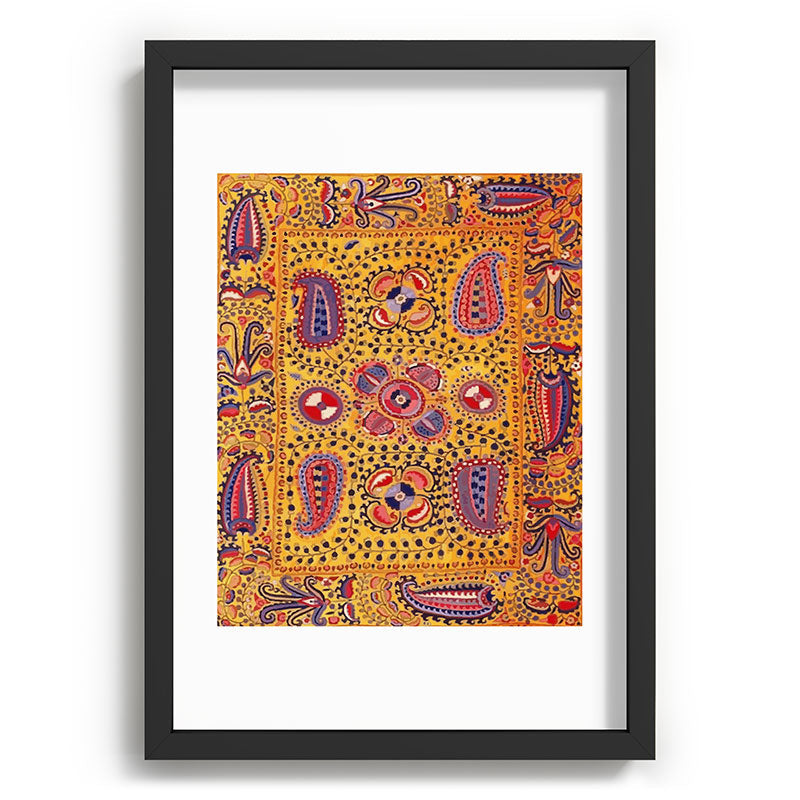 19th Century Uzbekistan Suzani with Gold Background  Framed Art Print