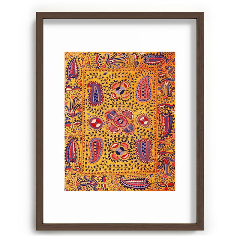 19th Century Uzbekistan Suzani with Gold Background  Framed Art Print