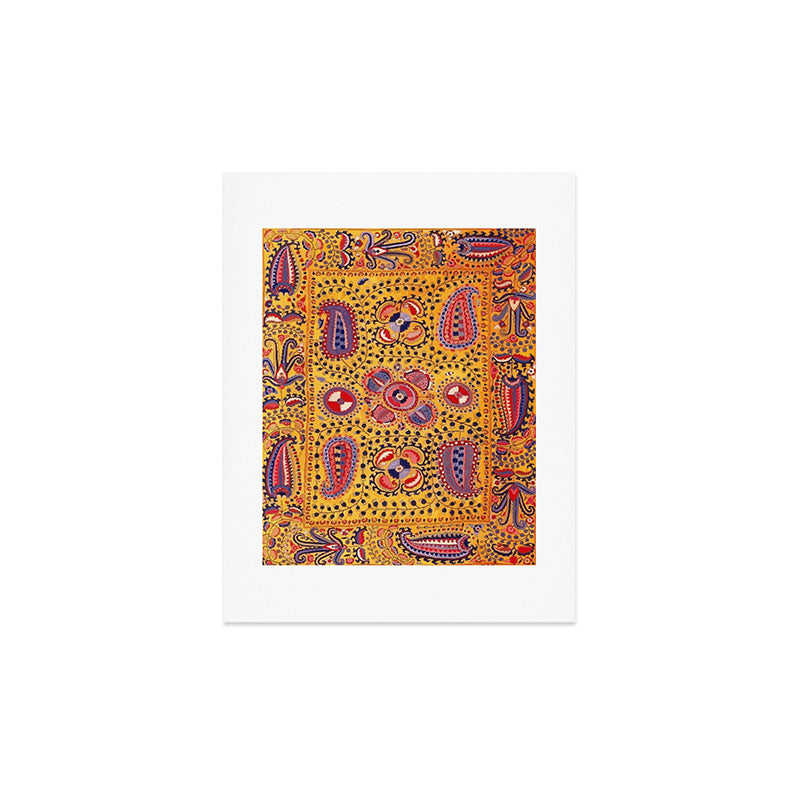19th Century Uzbekistan Suzani with Gold Background  Art Print