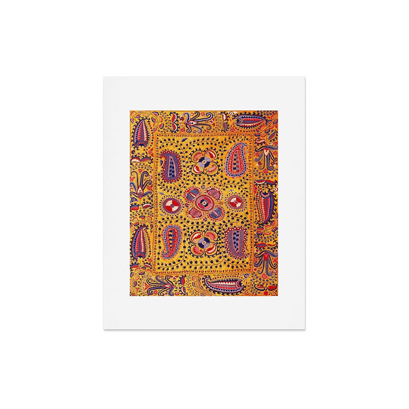 19th Century Uzbekistan Suzani with Gold Background  Art Print