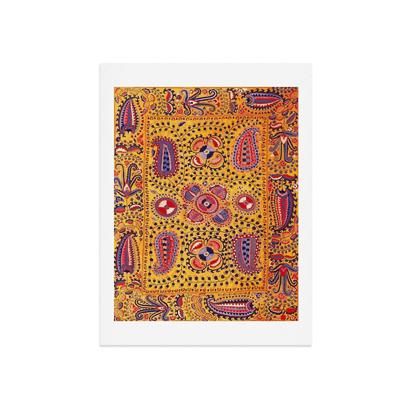19th Century Uzbekistan Suzani with Gold Background  Art Print