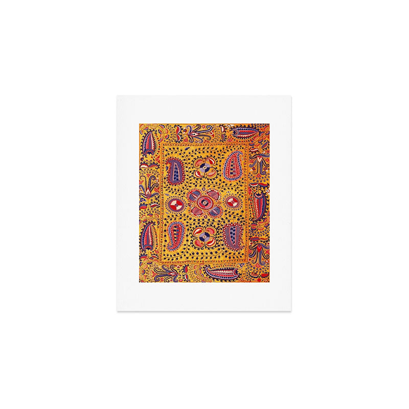 19th Century Uzbekistan Suzani with Gold Background  Art Print