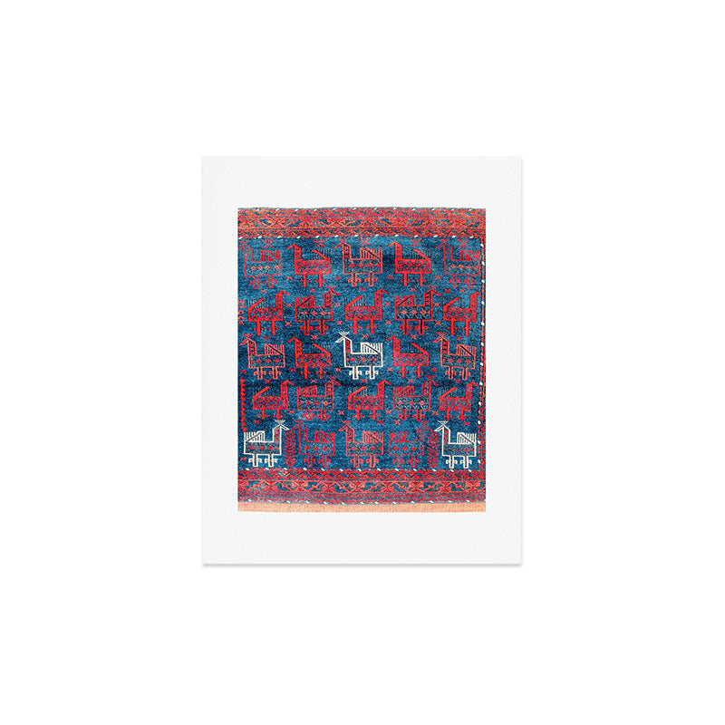 25 Peacocks Baluch Khorasan Persian Bag Face Print Art Print