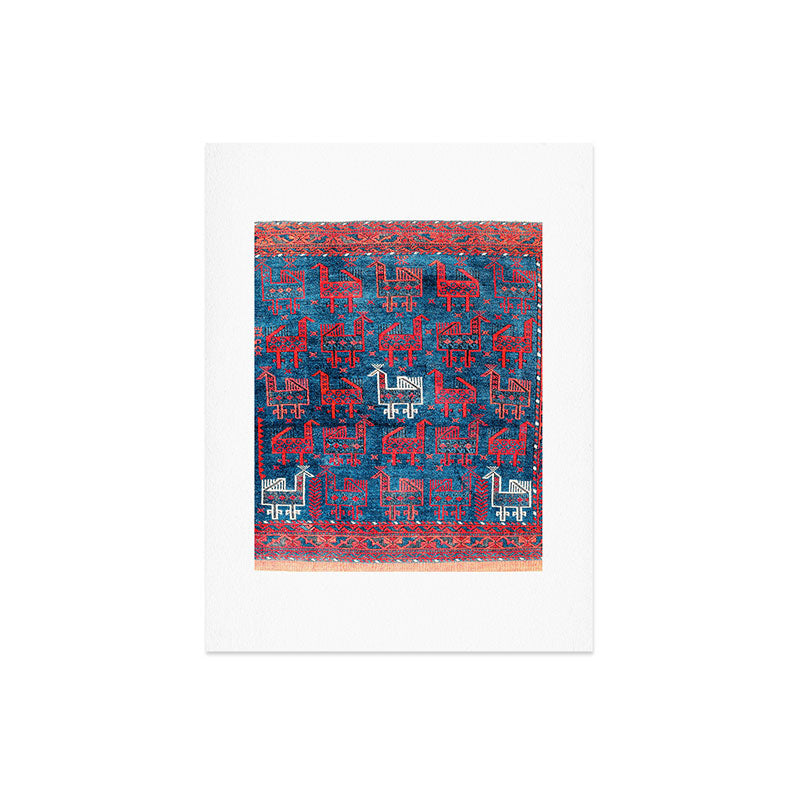 25 Peacocks Baluch Khorasan Persian Bag Face Print Art Print