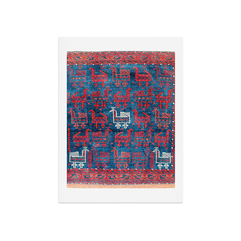 25 Peacocks Baluch Khorasan Persian Bag Face Print Art Print