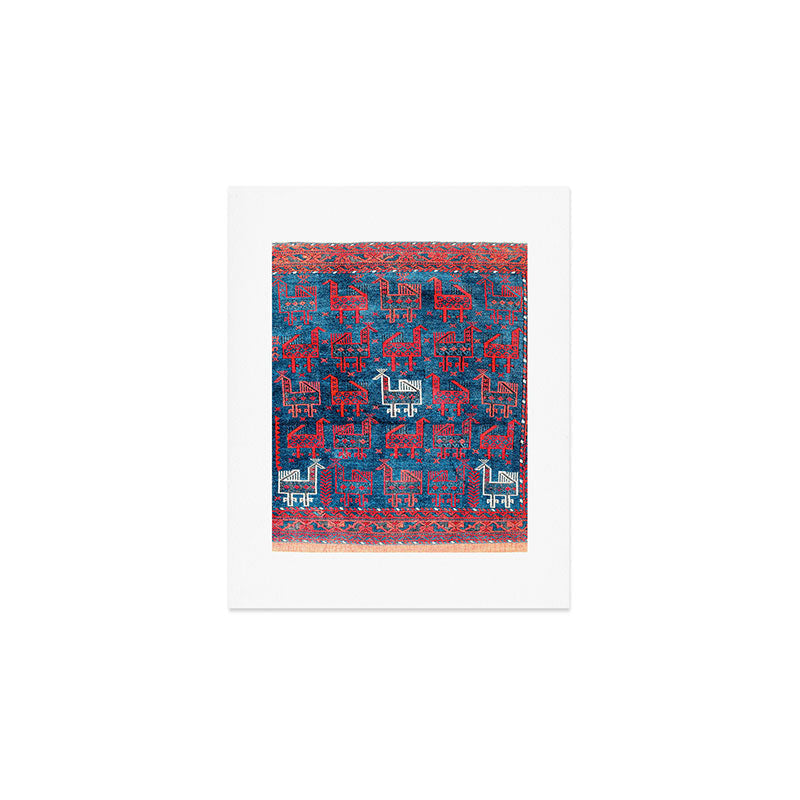 25 Peacocks Baluch Khorasan Persian Bag Face Print Art Print