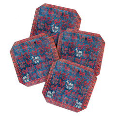 25 Peacocks Baluch Khorasan Persian Bag Face Print Coaster