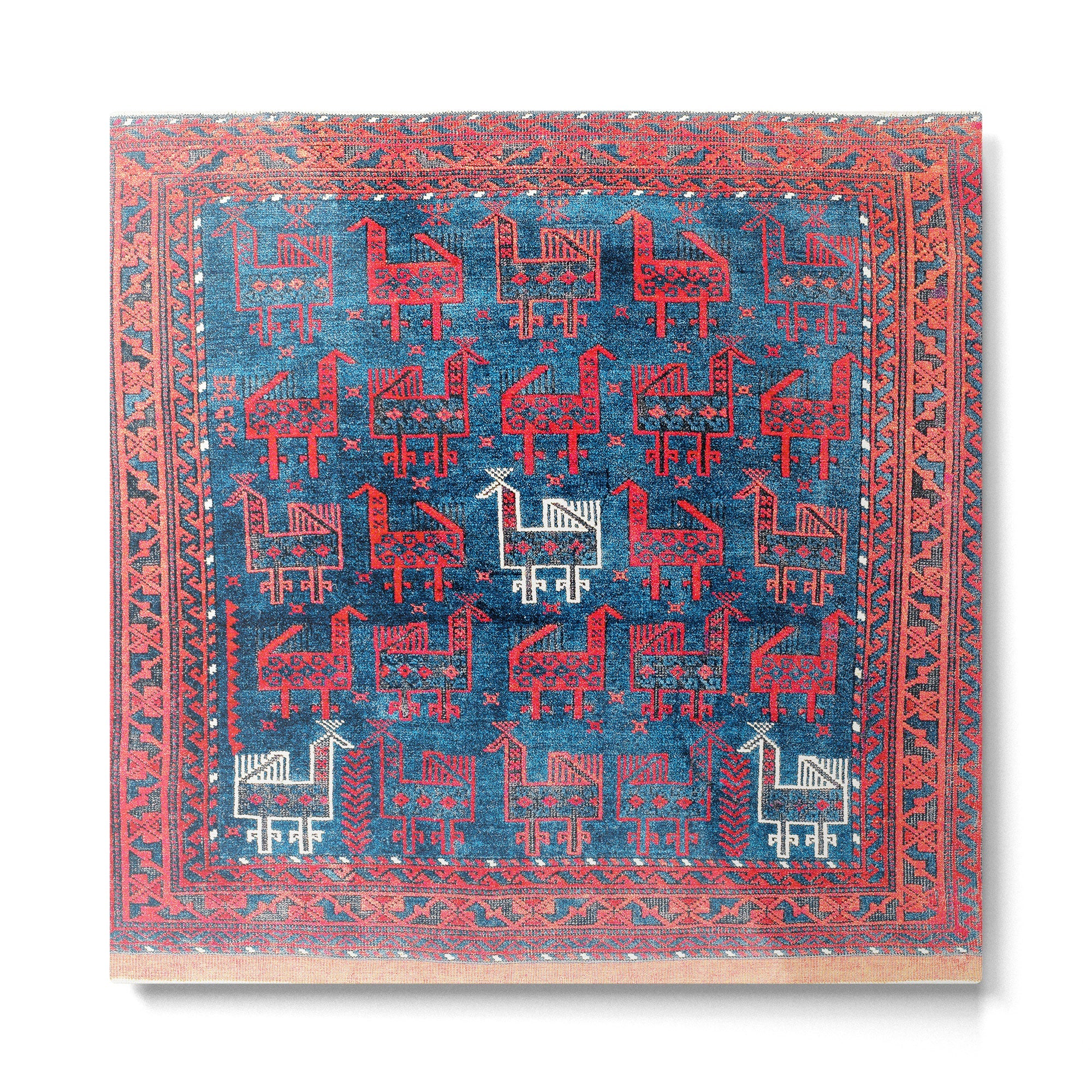 25 Peacocks Baluch Khorasan Persian Bag Face Print Metal Print
