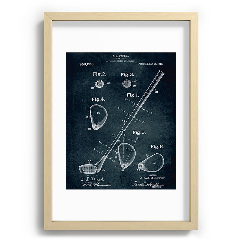 1909 - Golf Club patent art Framed Art Print