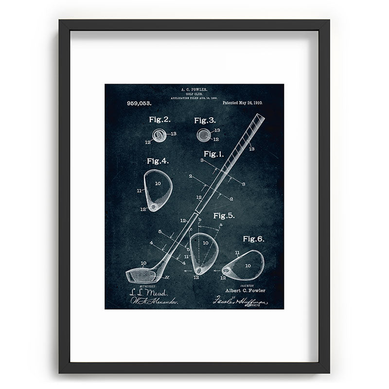 1909 - Golf Club patent art Framed Art Print
