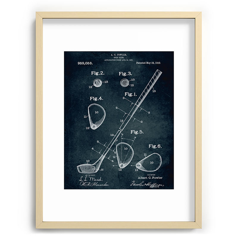 1909 - Golf Club patent art Framed Art Print