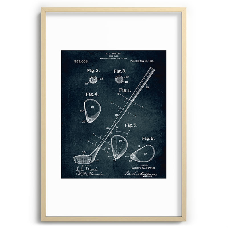 1909 - Golf Club patent art Framed Art Print