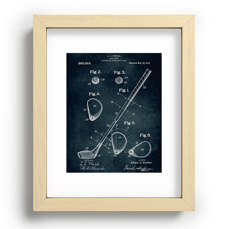 1909 - Golf Club patent art Framed Art Print