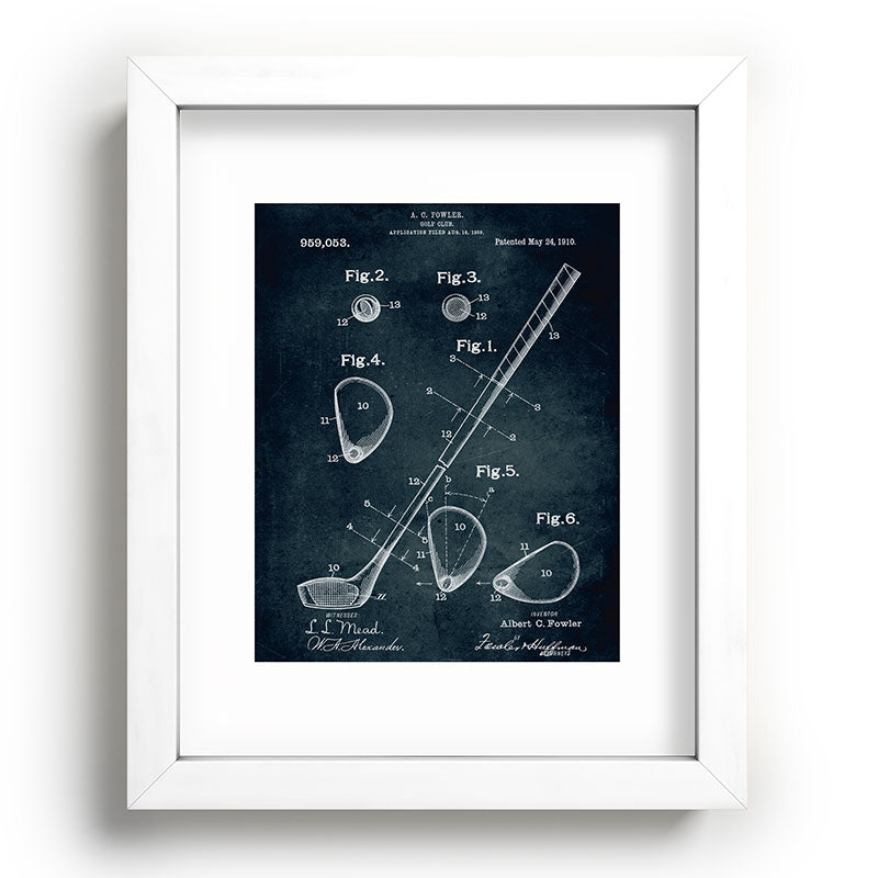 1909 - Golf Club patent art Framed Art Print
