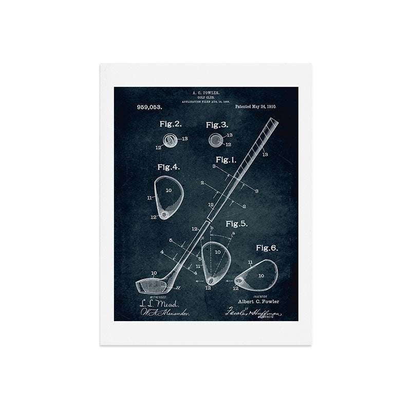 1909 - Golf Club patent art Art Print