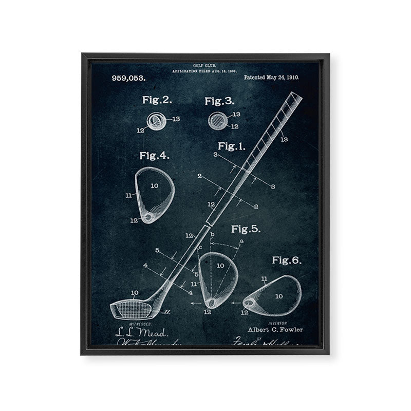 1909 - Golf Club patent art Framed Canvas Print