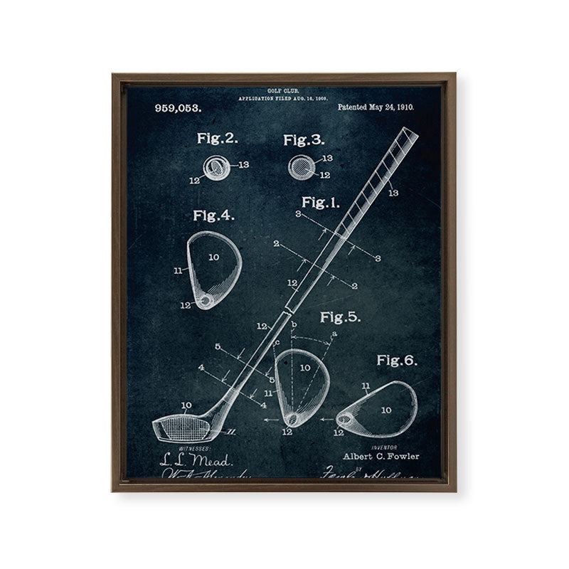 1909 - Golf Club patent art Framed Canvas Print